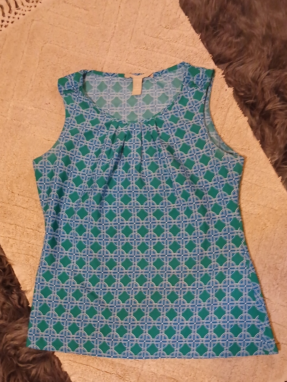 Banana Republic Sleeveless Geometric Camisole in Teal and Blue